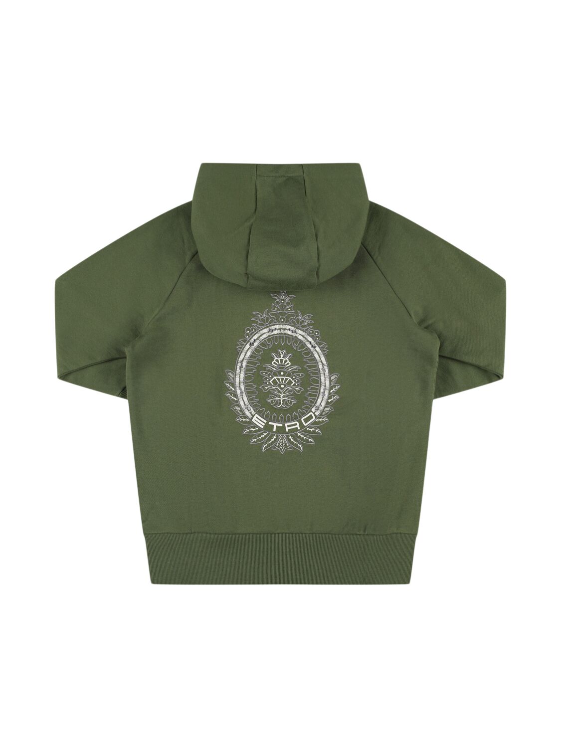 Etro Embroidered Cotton Jersey Hoodie In Green