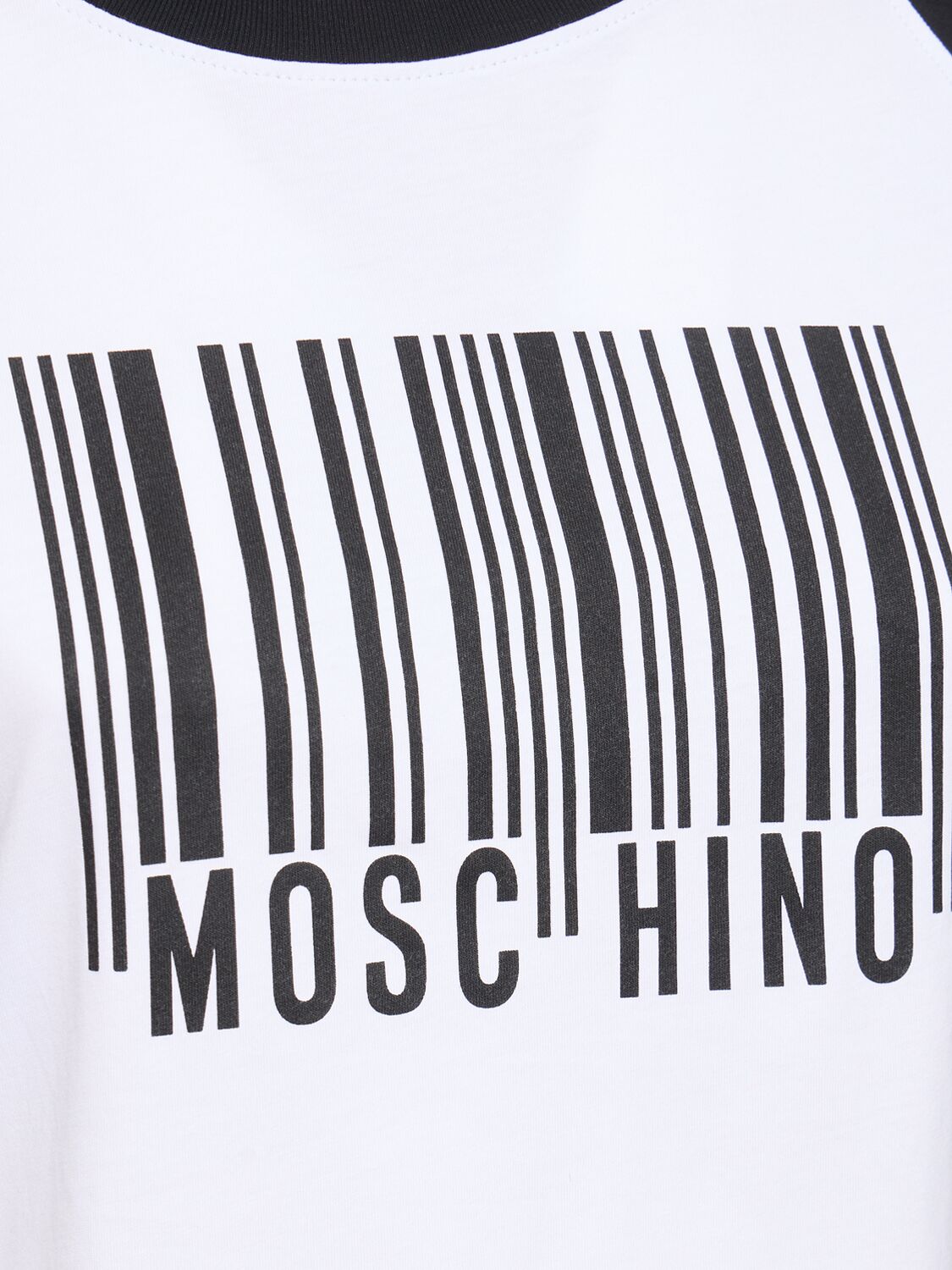 Shop Moschino Printed Cotton Jersey T-shirt In White/black