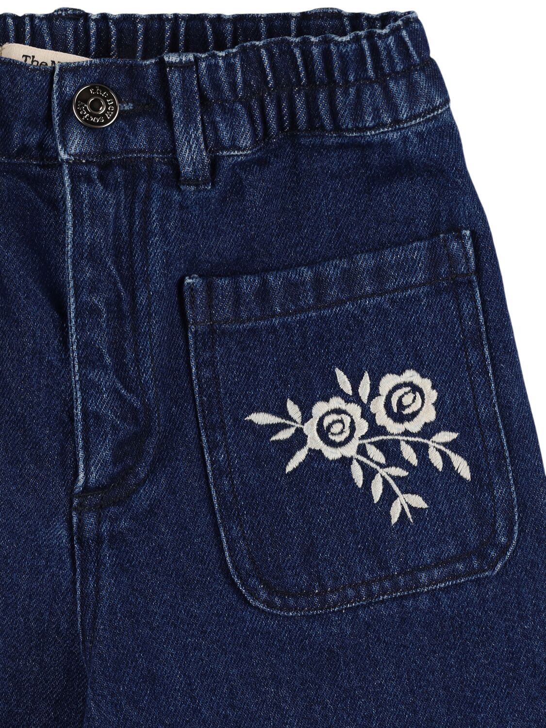 Shop The New Society Embroidered Cotton Denim Jeans In Dark Blue