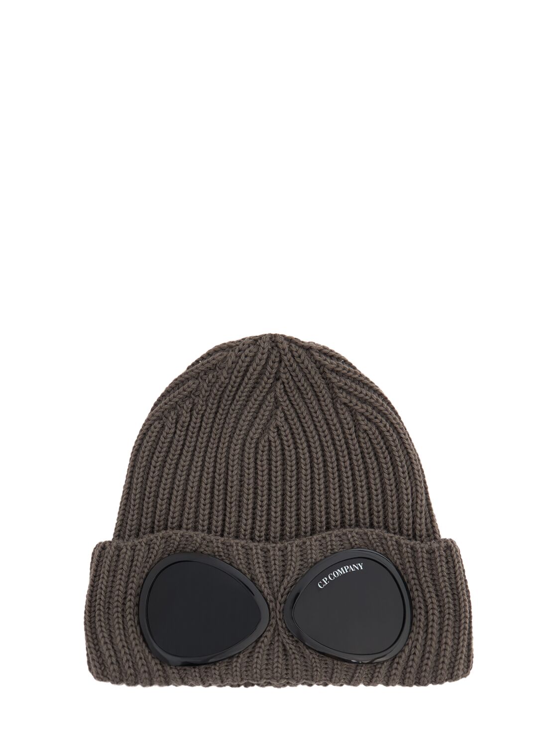 C.p. Company Extra Fine Wool Goggle Beanie In Walnut