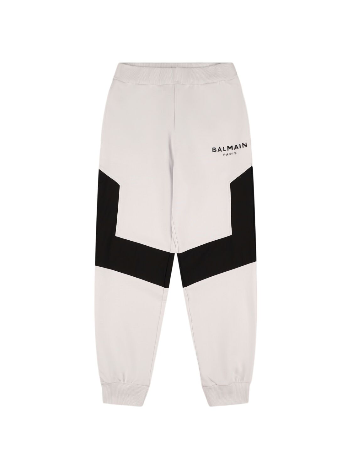 Balmain Cotton Sweatpants W/ Nylon Inserts In White/black