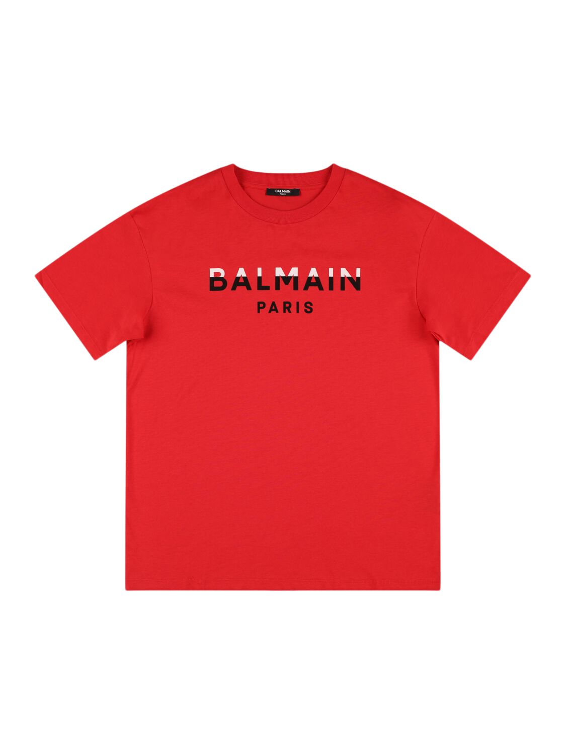 Balmain Cotton Jersey T-shirt W/ Logo In Red