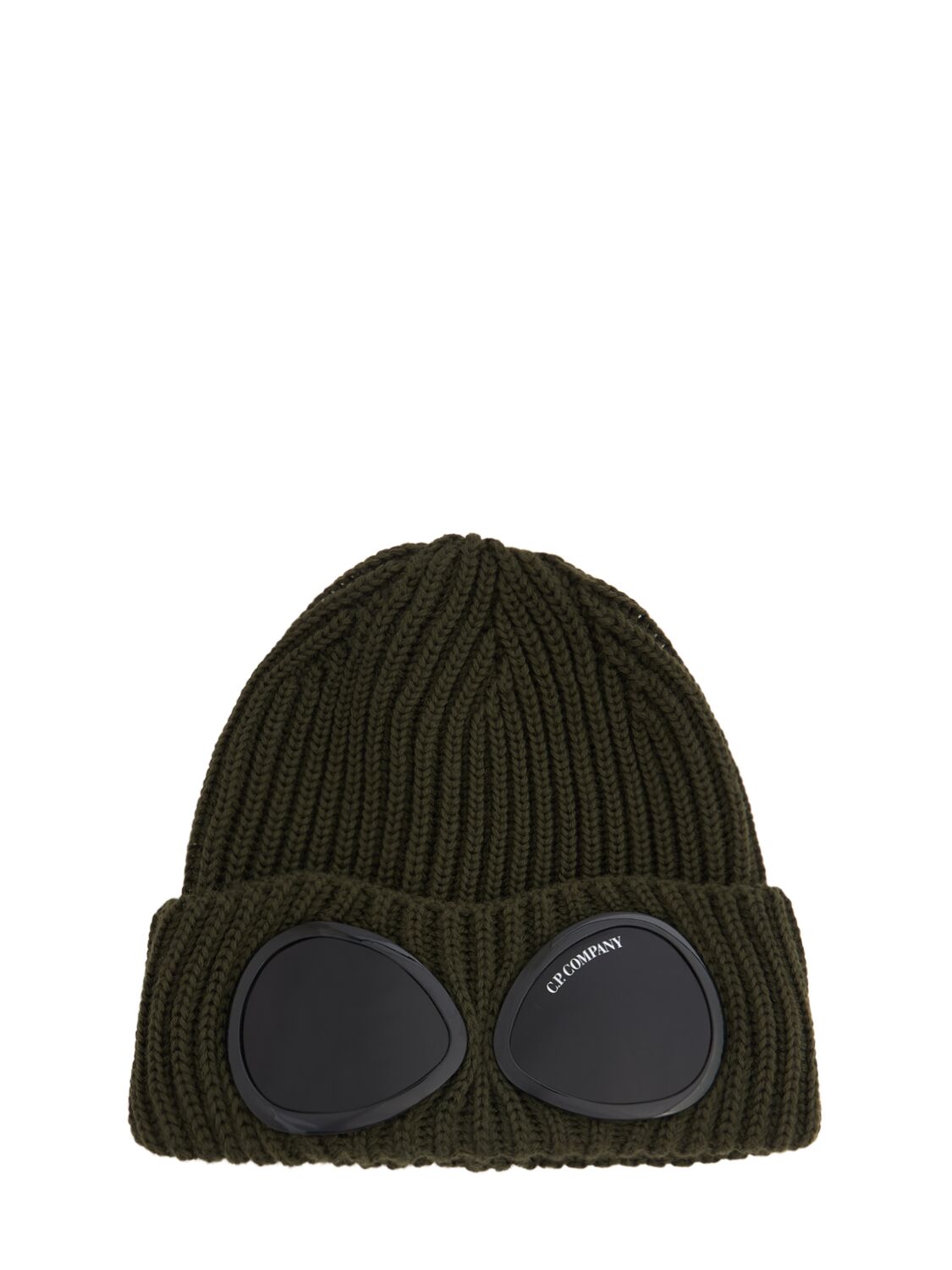C.p. Company Extra Fine Wool Goggle Beanie In Green