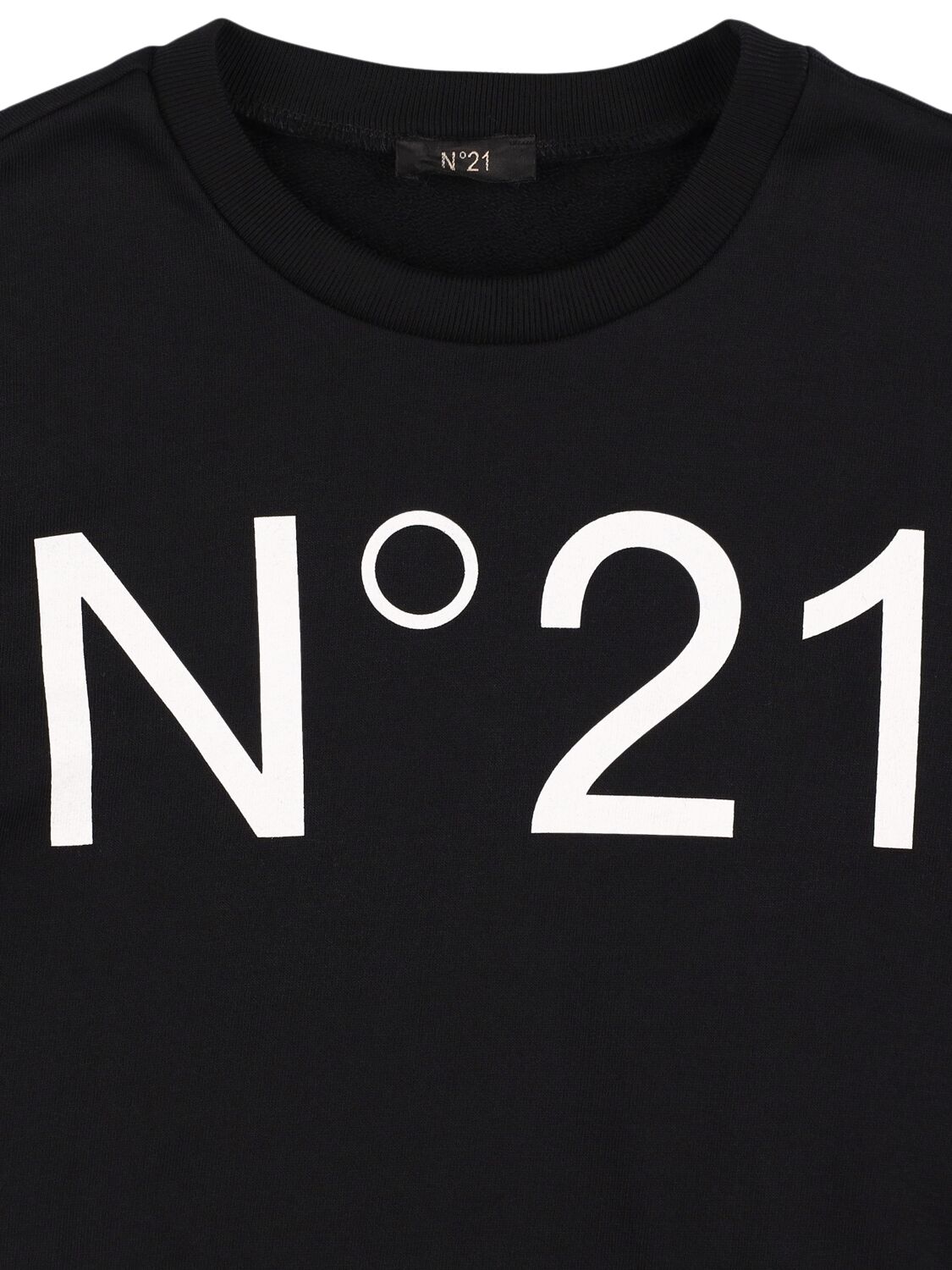 Shop N°21 Printed Cotton Crewneck Sweatshirt In Black