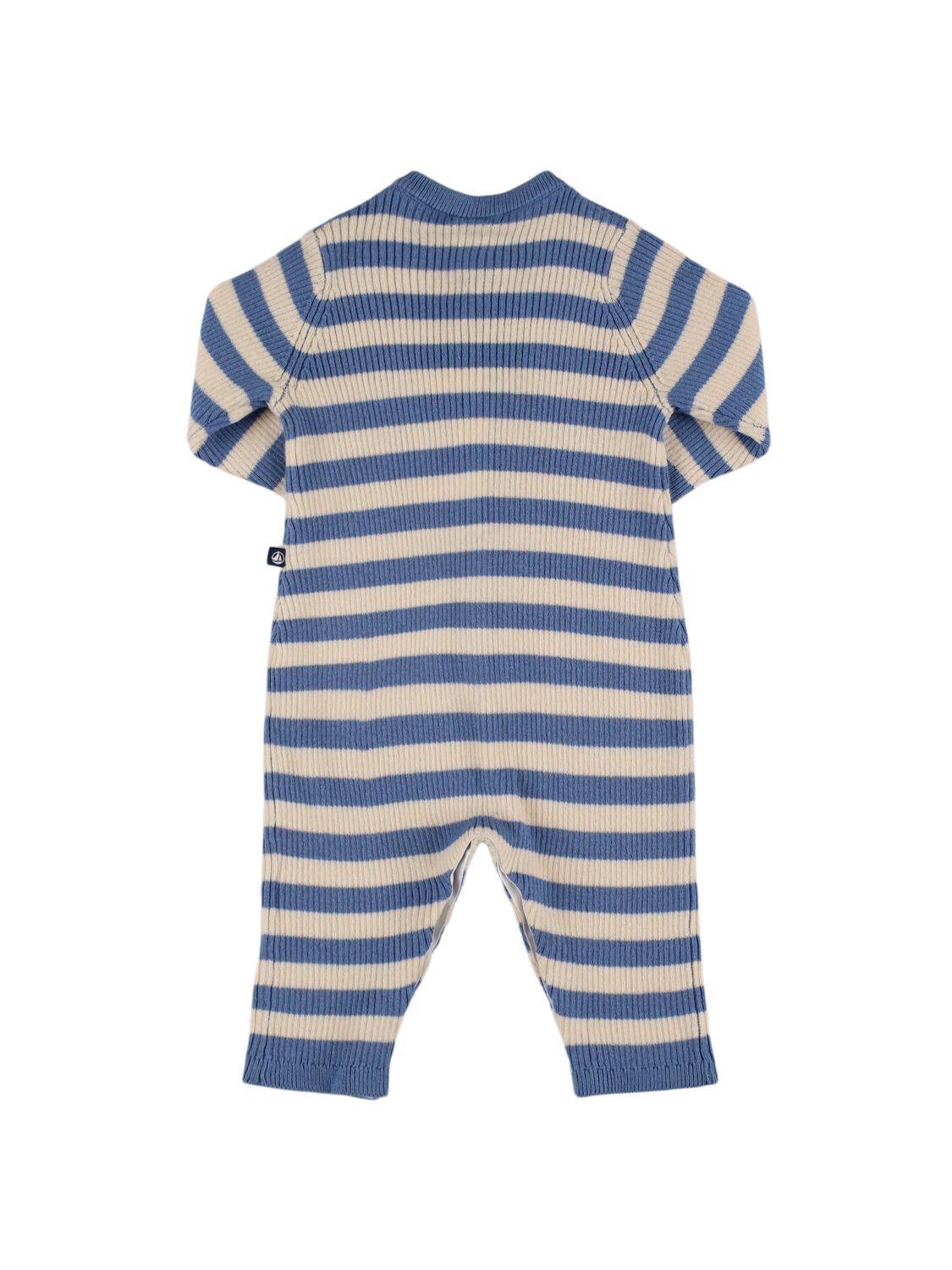 Shop Petit Bateau Printed Cotton & Wool Romper In White/blue