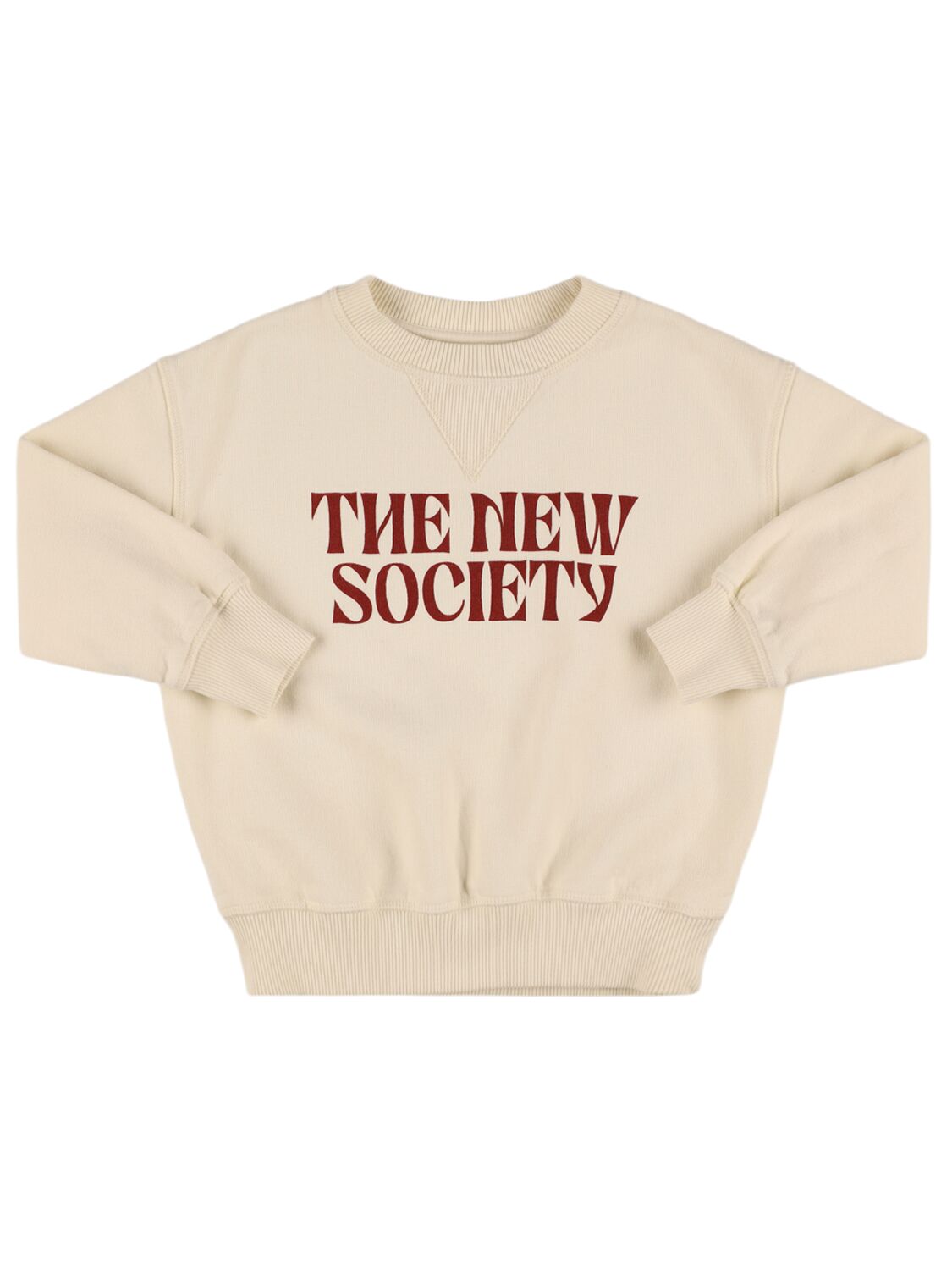 The New Society Kids' Printed Cotton Crewneck Sweatshirt In Off-white