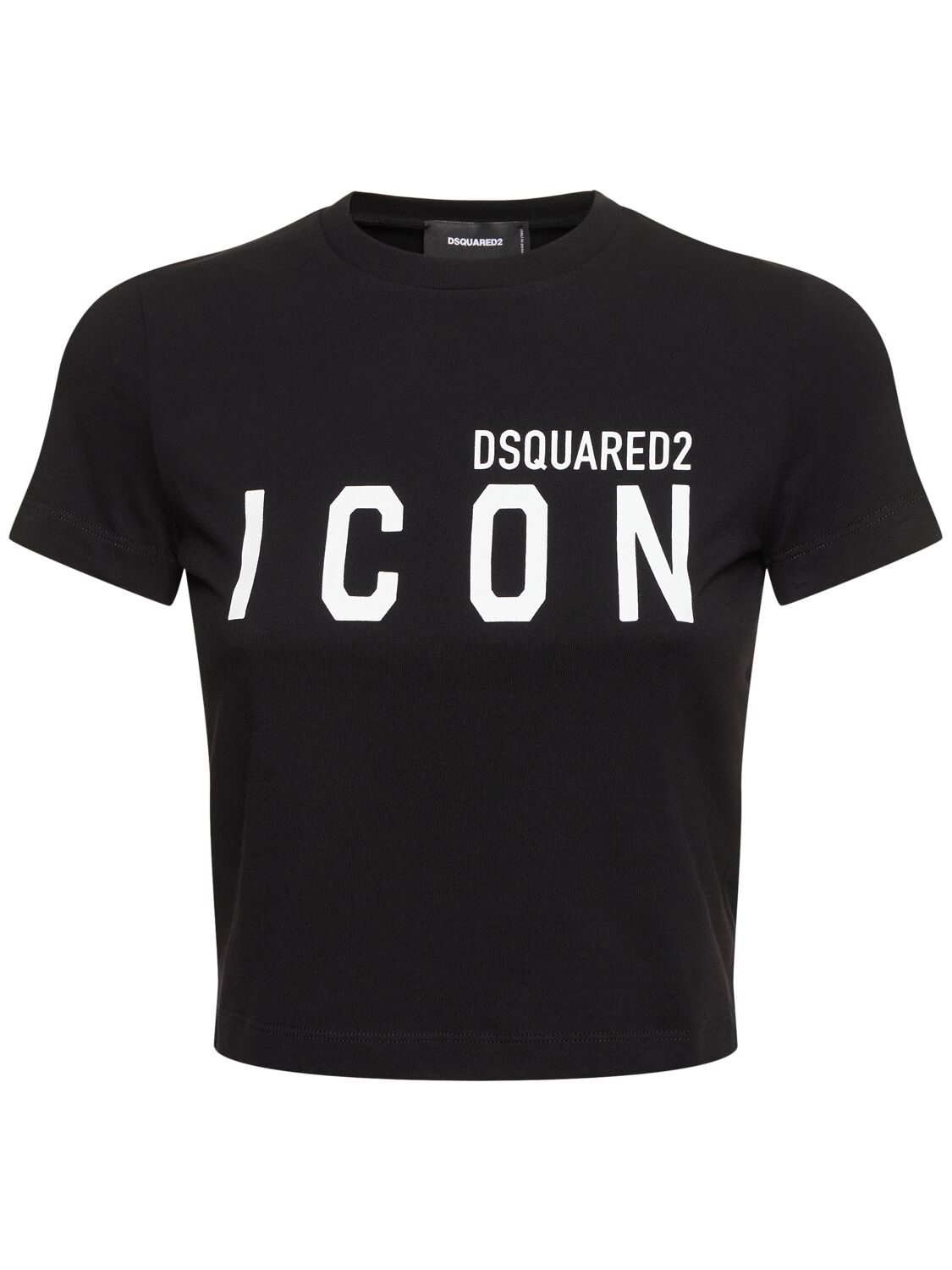 Dsquared2 Be Icon Mini Fit Crop T-shirt In Black