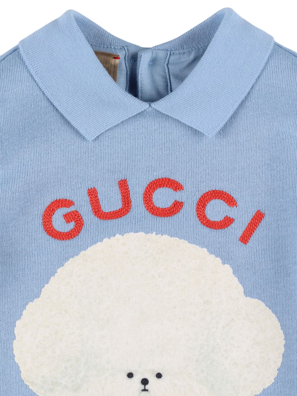 Shop Gucci Felted Cotton Jersey Dress In Sky Blue