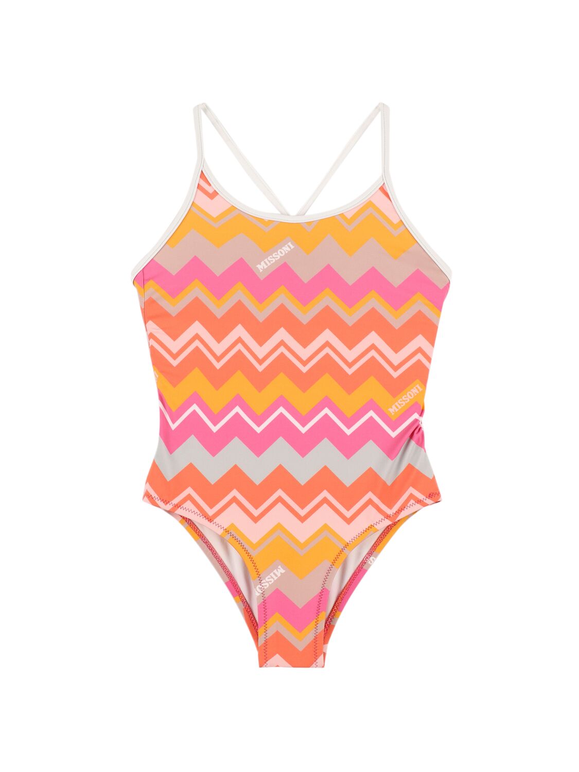 Missoni Zig Zag Print Lycra One Piece Swimsuit In Fuchsia/multi