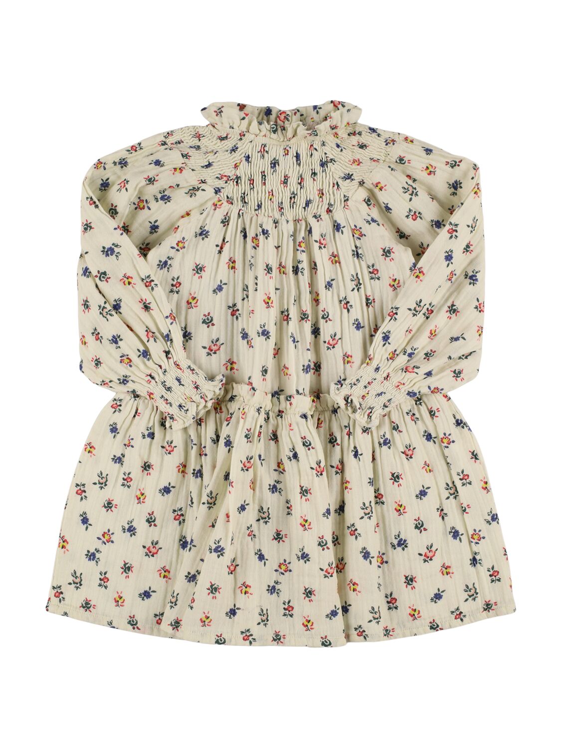 The New Society Kids' Printed Cotton Muslin Dress In Vanilla