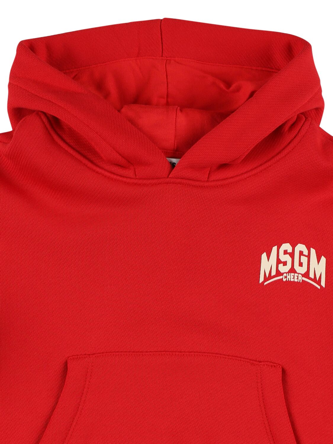 Shop Msgm Printed Cotton Sweatshirt Hoodie In Red