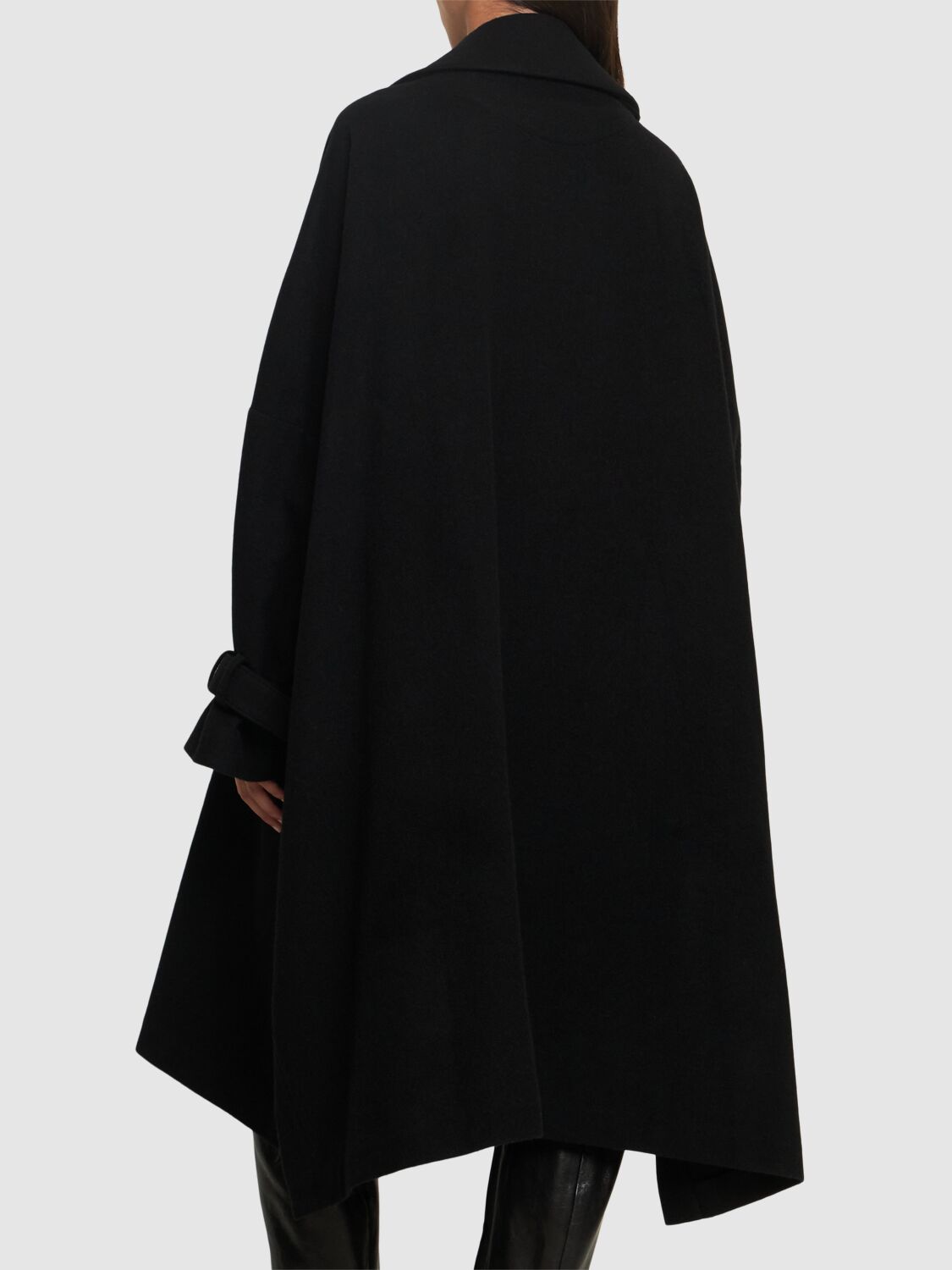 Shop Yohji Yamamoto Melton Wool Blend Long Coat In Black