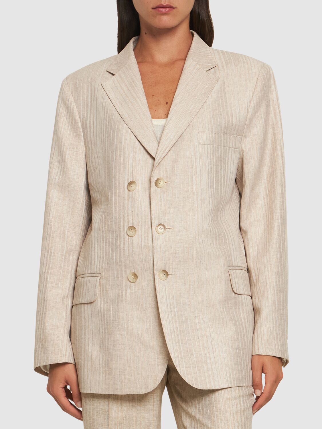 Shop Bettter Wrap Linen Blend Suit In Ivory