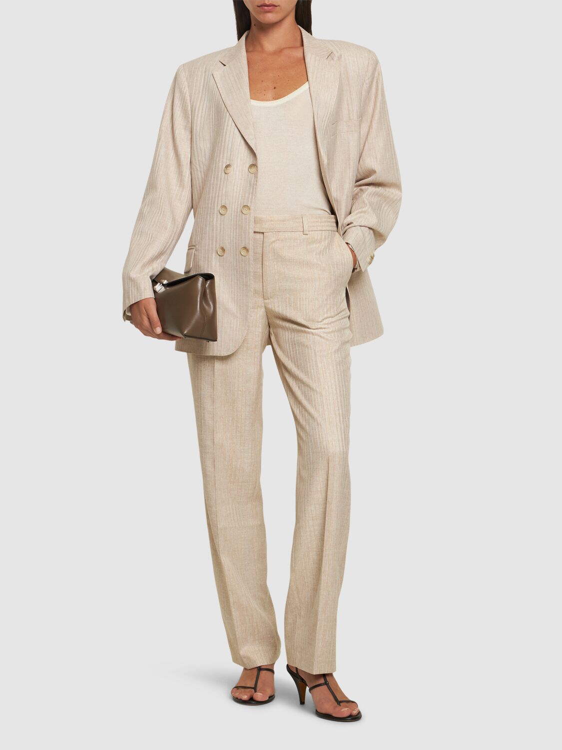 Shop Bettter Wrap Linen Blend Suit In Ivory