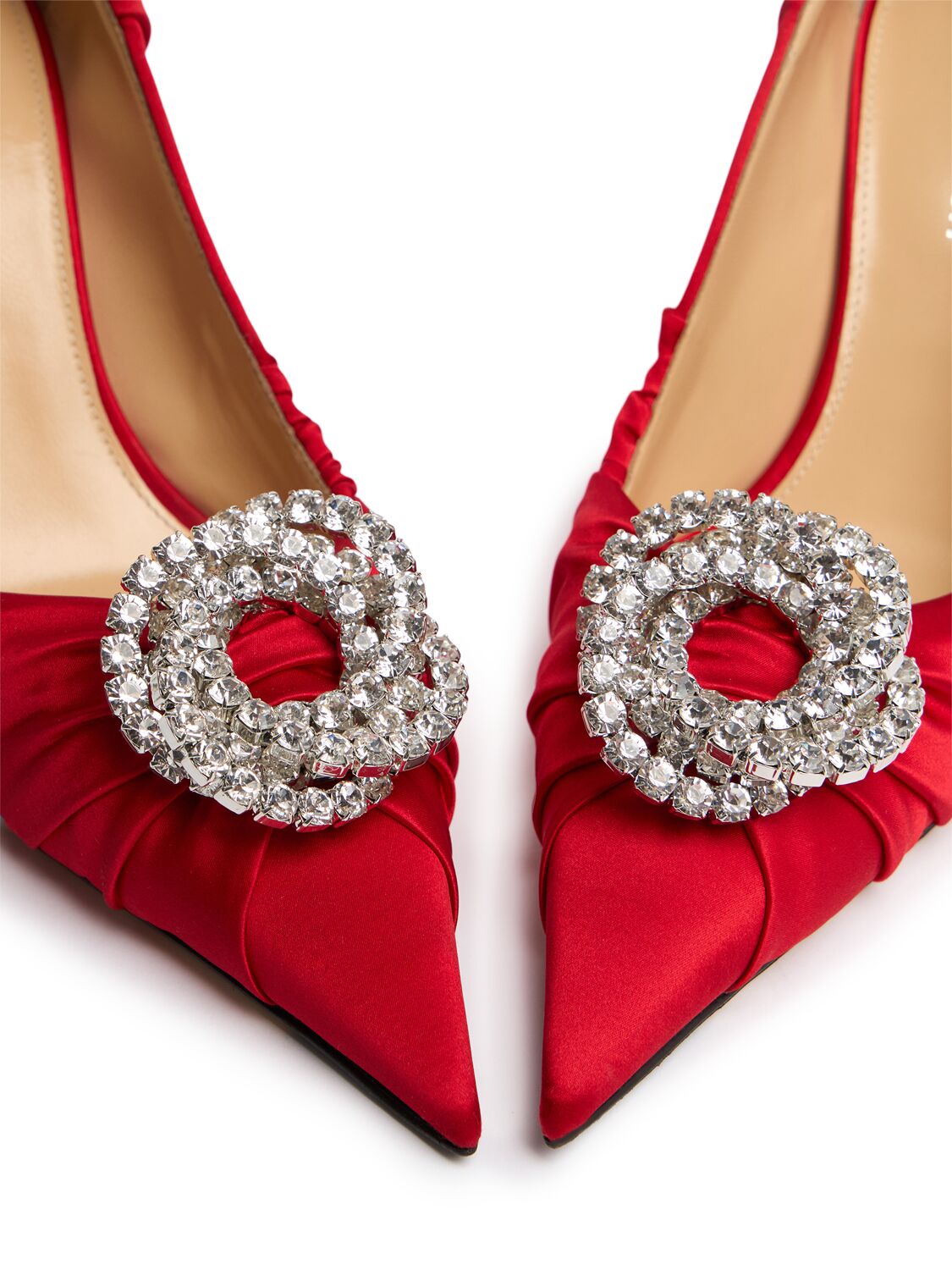 Shop Mach & Mach 85mm Galaxy Satin Pumps In Red