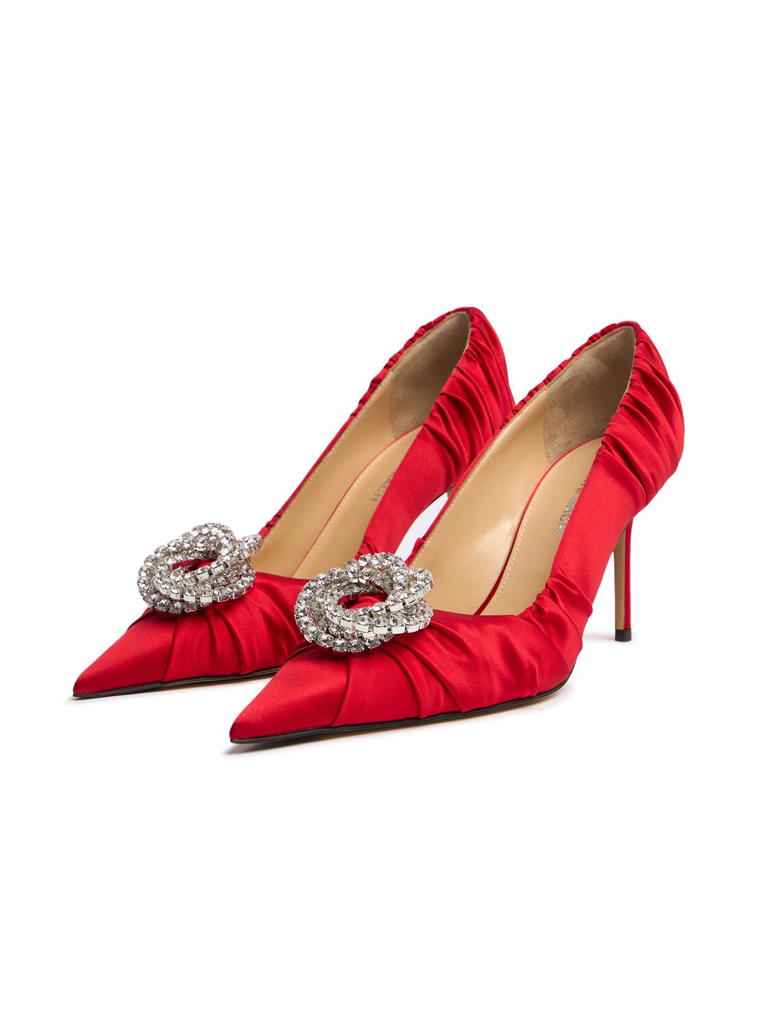 Shop Mach & Mach 85mm Galaxy Satin Pumps In Red