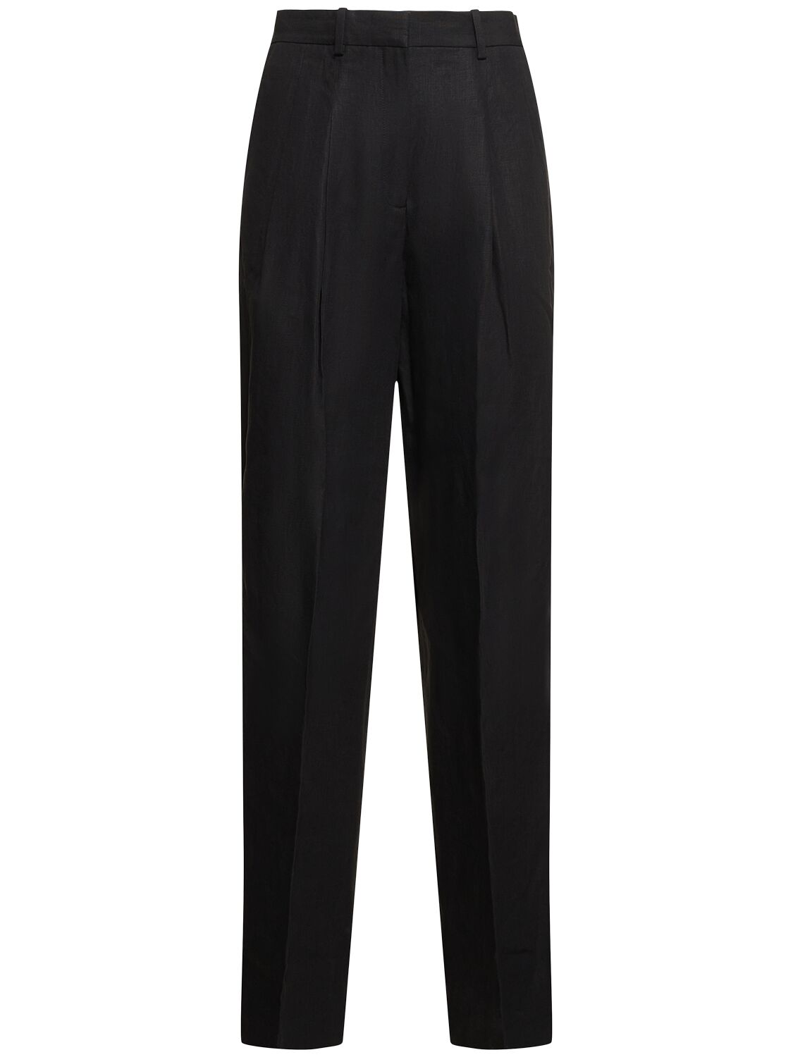 Theory Pleated Linen Wide Pants In Black