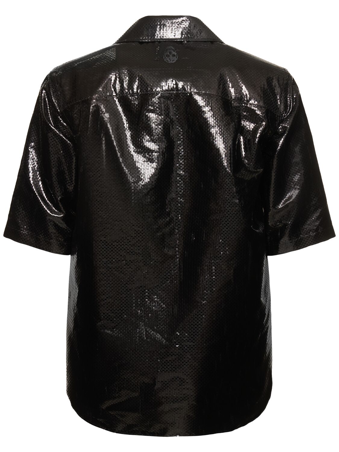 Shop Alexander Mcqueen Silk Blend Tarpaulin Shirt In Black