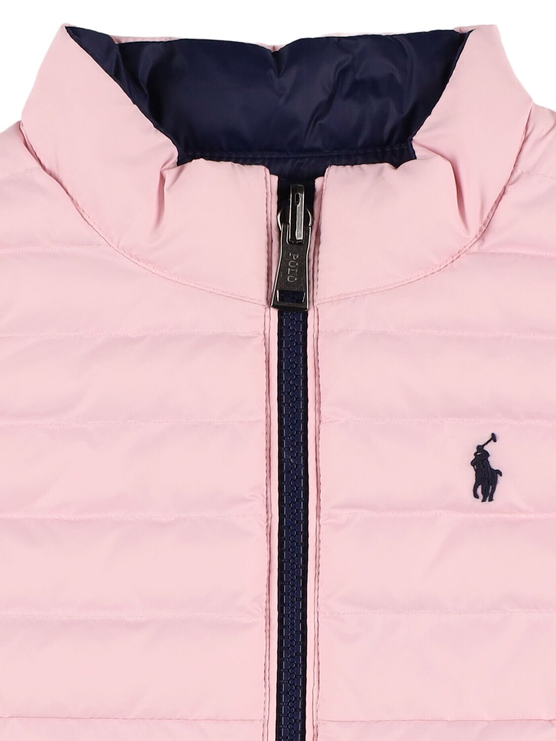 Shop Polo Ralph Lauren Reversible Poly Puffer Vest In Pink/navy