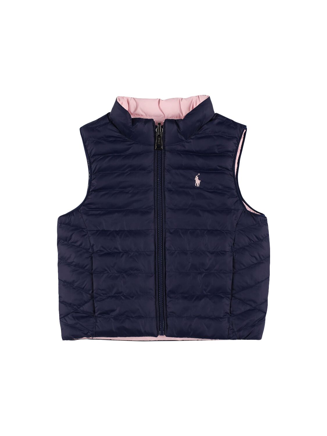 Shop Polo Ralph Lauren Reversible Poly Puffer Vest In Pink/navy