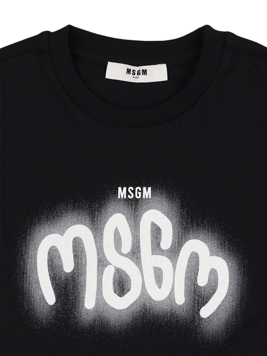 Shop Msgm Printed Cotton Jersey T-shirt In Black