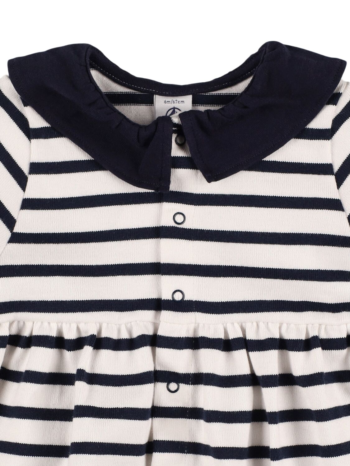 Shop Petit Bateau Printed Cotton Dress In White/blue