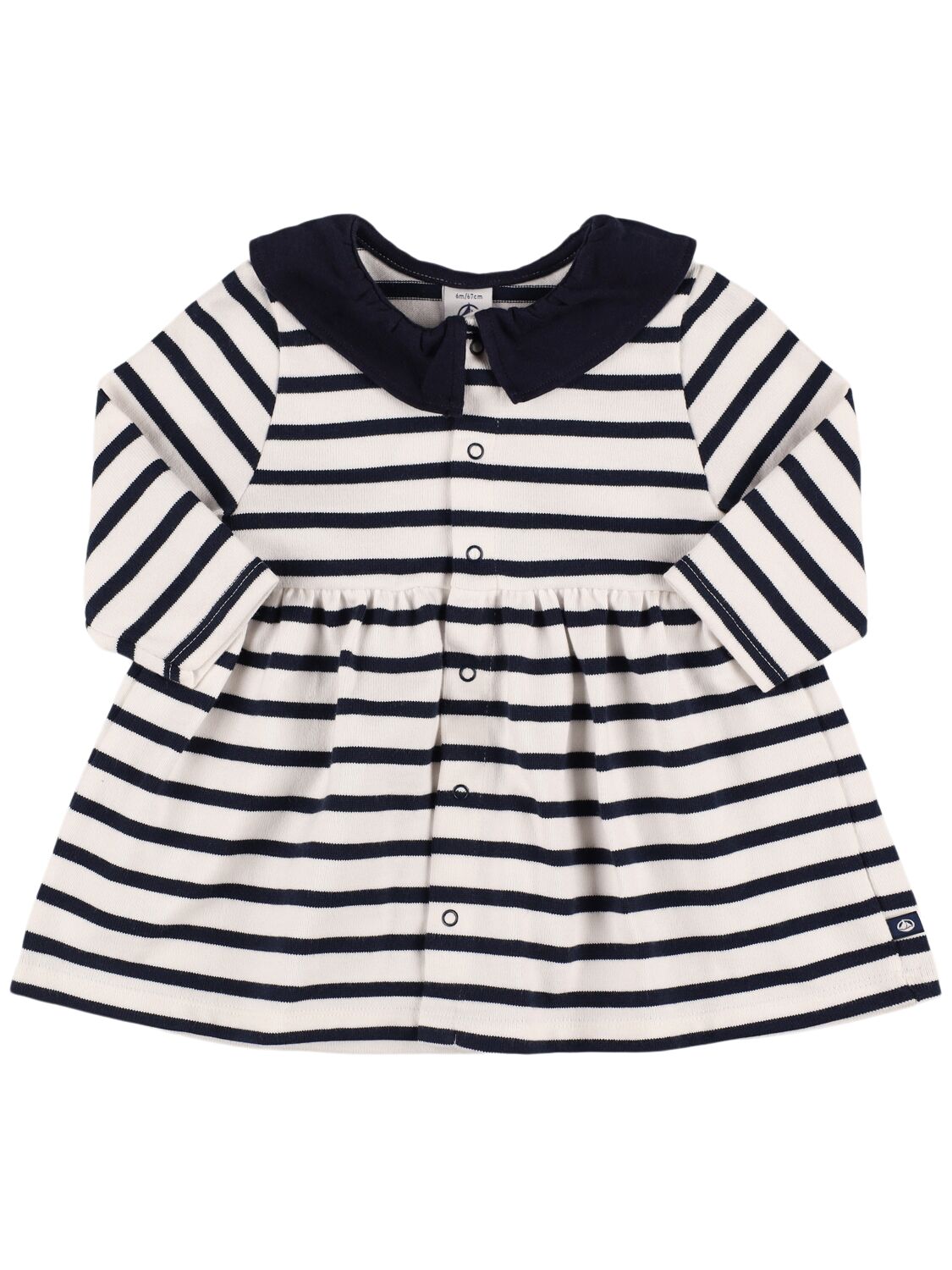 Petit Bateau Printed Cotton Dress In White/blue