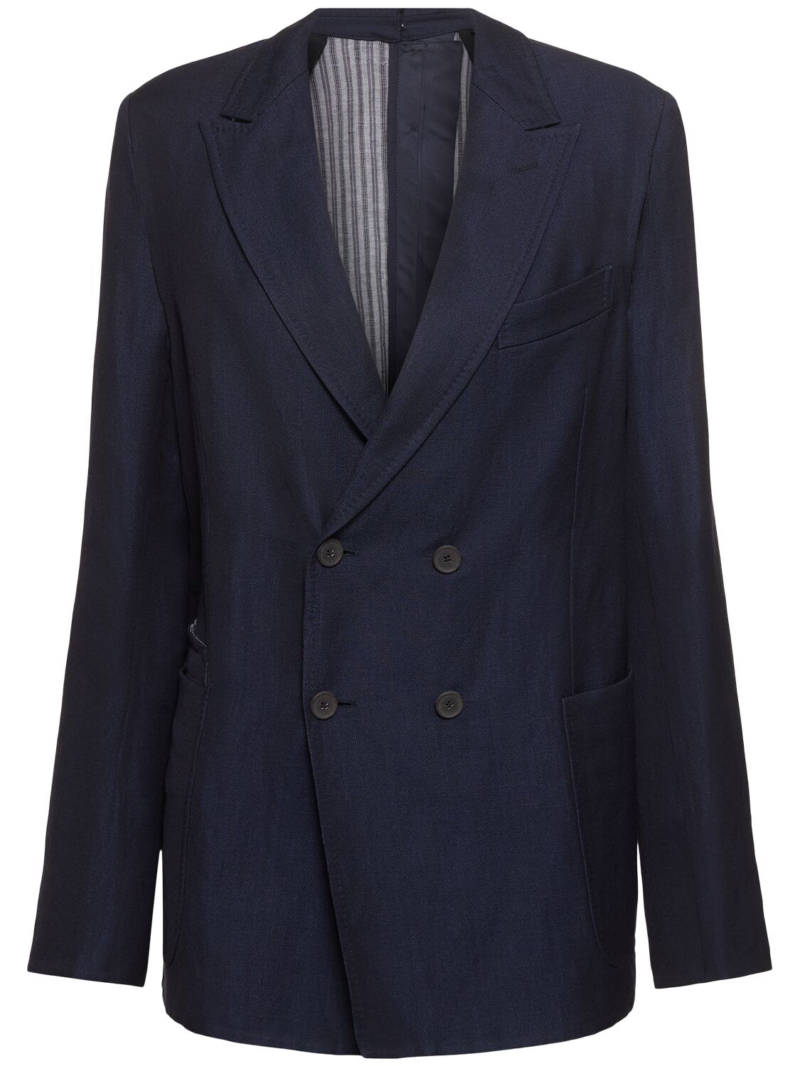 Bettter Dina Wool & Linen Double Breast Blazer In Navy