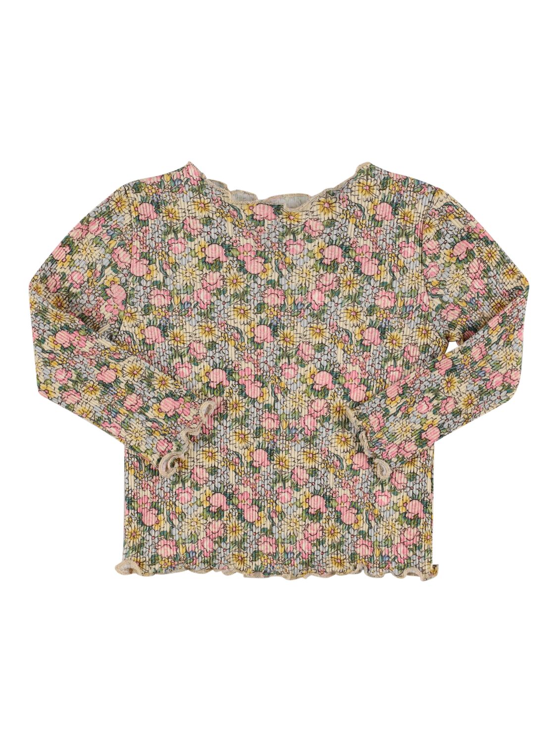 The New Society Kids' Floral Print Cotton Jersey T-shirt In Multicolor