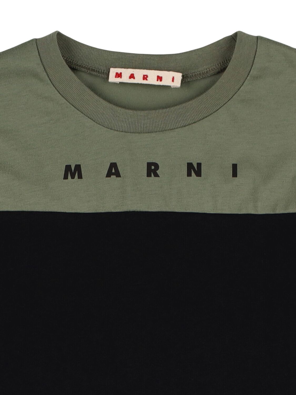 Shop Marni Junior Cotton Jersey T-shirt W/logo In Black/green