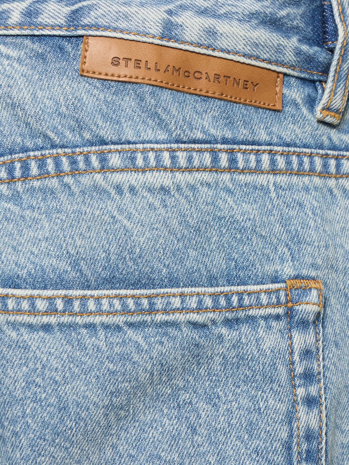 Shop Stella Mccartney Embellished Denim Low Waist Flared Jeans In Light Blue