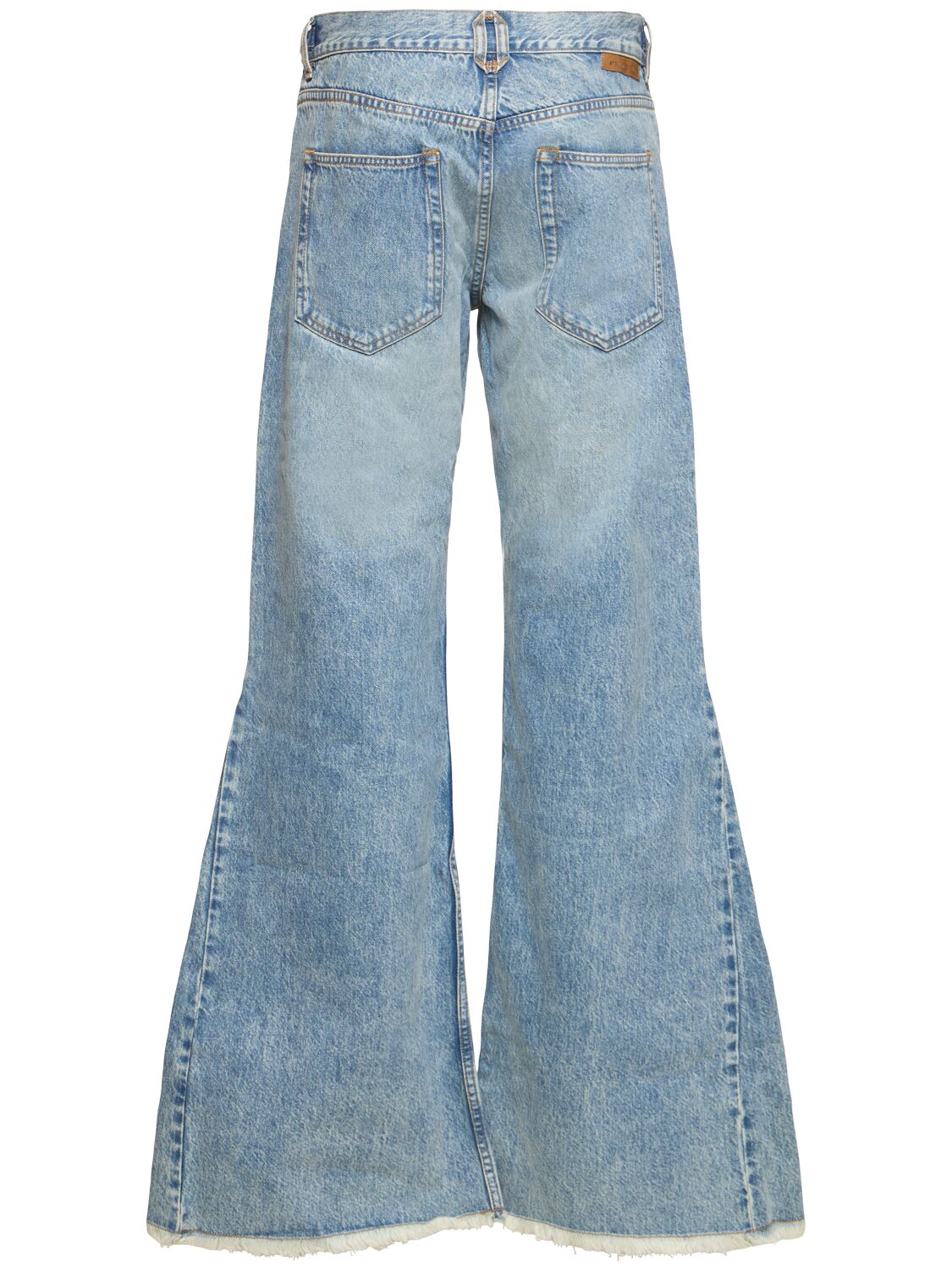 Shop Stella Mccartney Embellished Denim Low Waist Flared Jeans In Light Blue