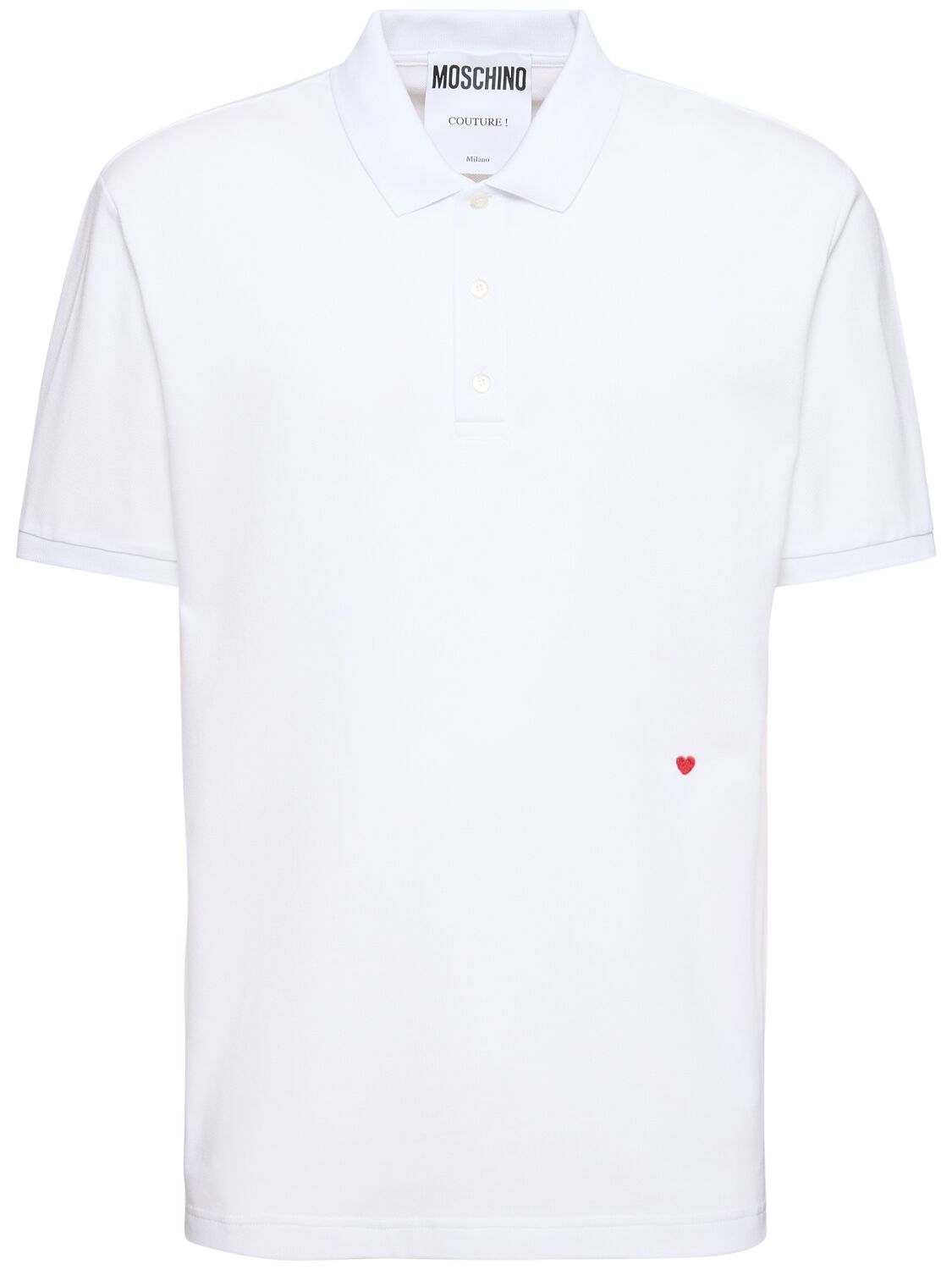 Moschino Heart Embroidery Polo In White