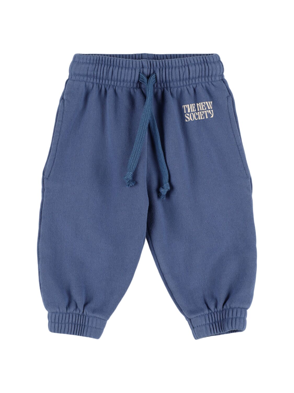 The New Society Printed Cotton Sweatpants In Blue