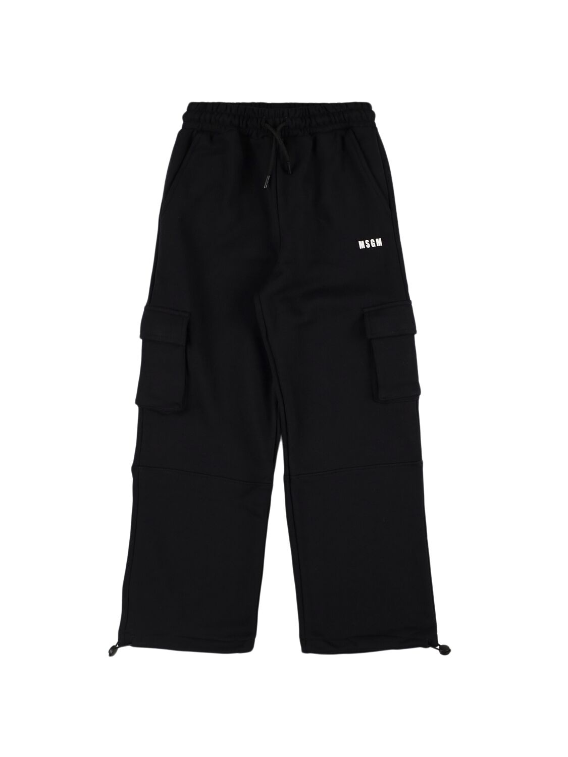 Msgm Cotton Sweat Cargo Trousers In Black