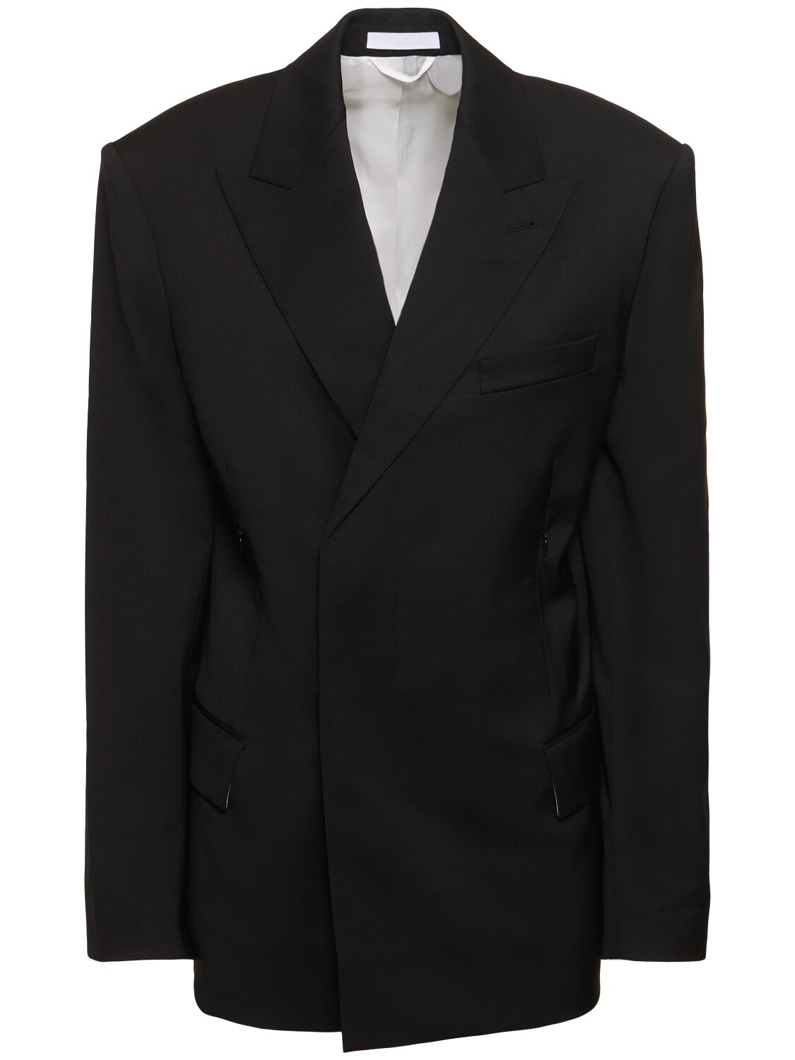 Shop Helmut Lang Tailored Wool Double Breast Blazer In Black