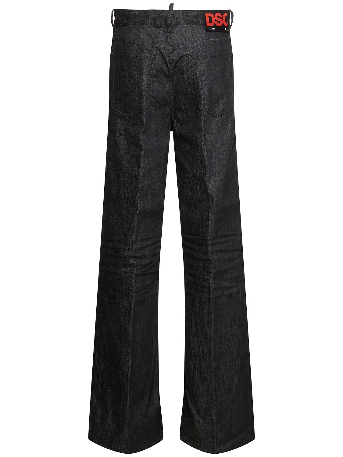 Shop Dsquared2 Traveller Mid Rise Denim Wide Jeans In Black