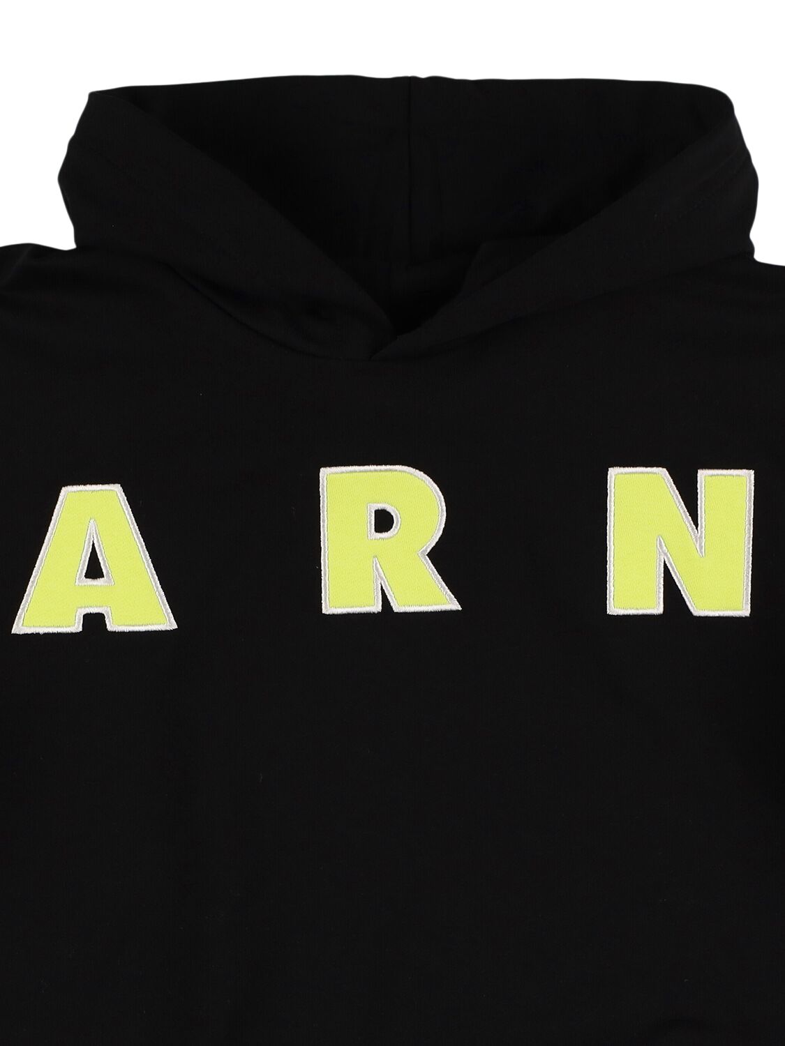 Shop Marni Junior Logo Embroidery Cotton Hoodie In Black