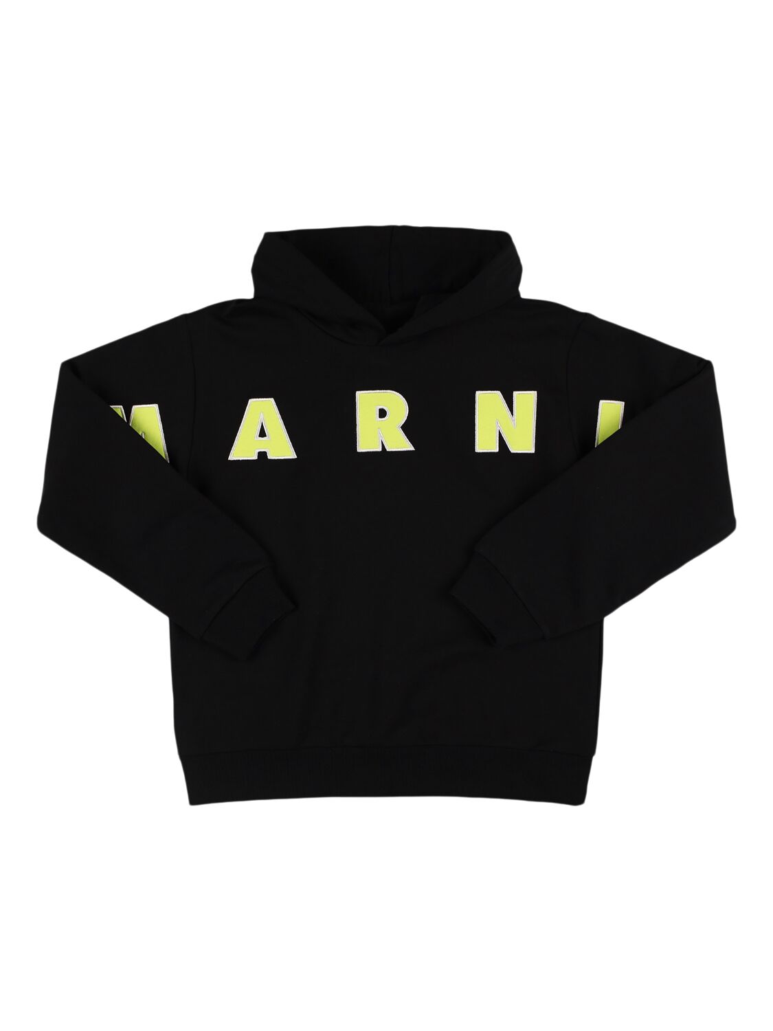 Marni Junior Logo Embroidery Cotton Hoodie In Black