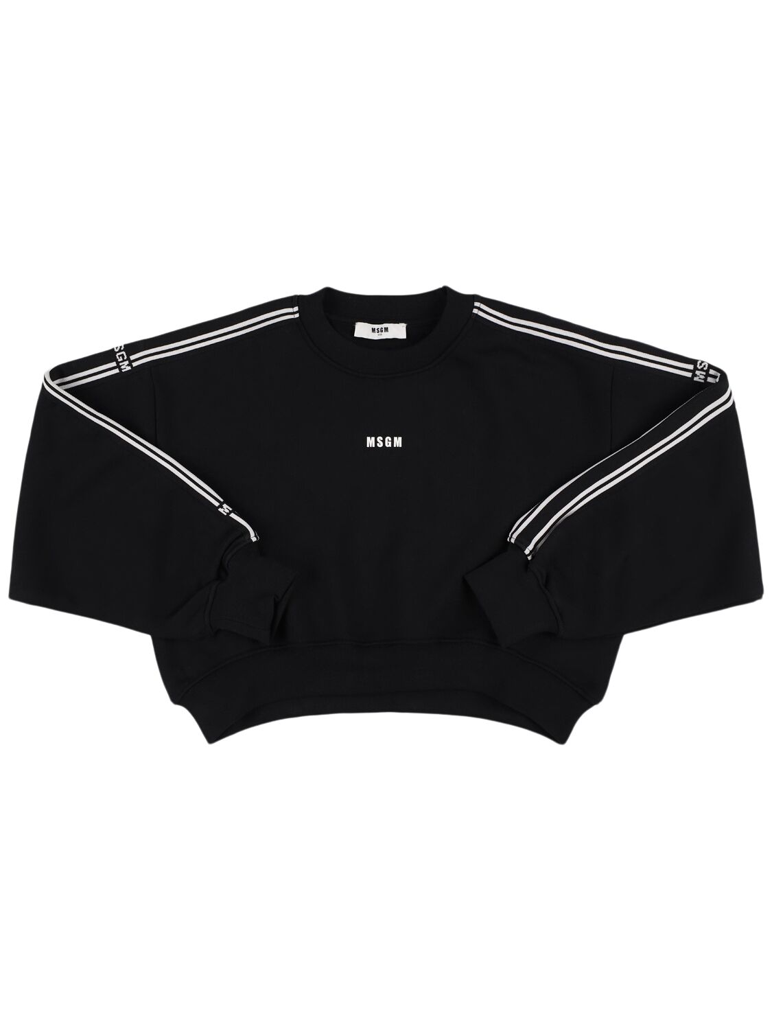 Image of Logo Cropped Cotton Sweatshirt