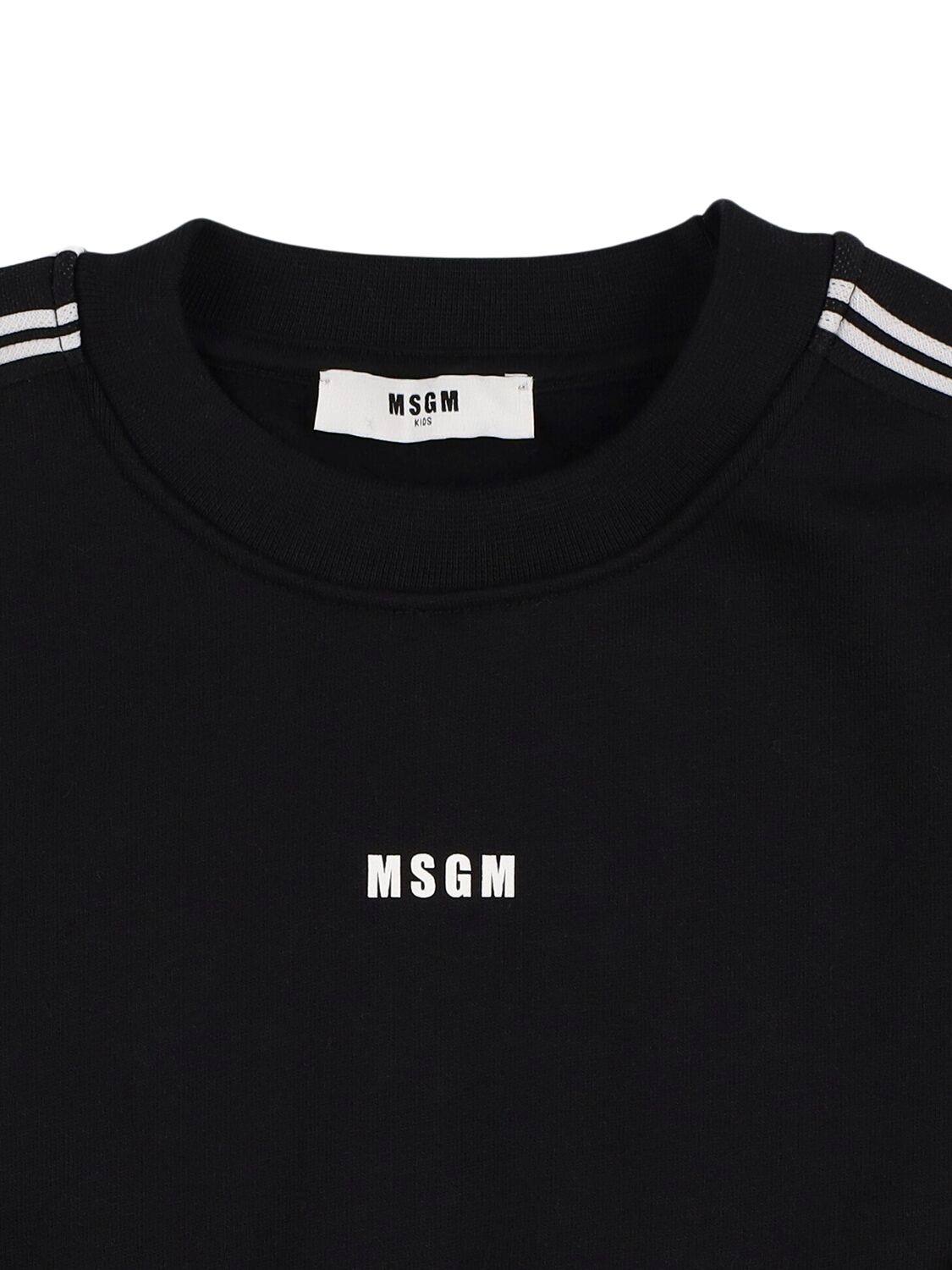 Shop Msgm Logo Cropped Cotton Sweatshirt In Black