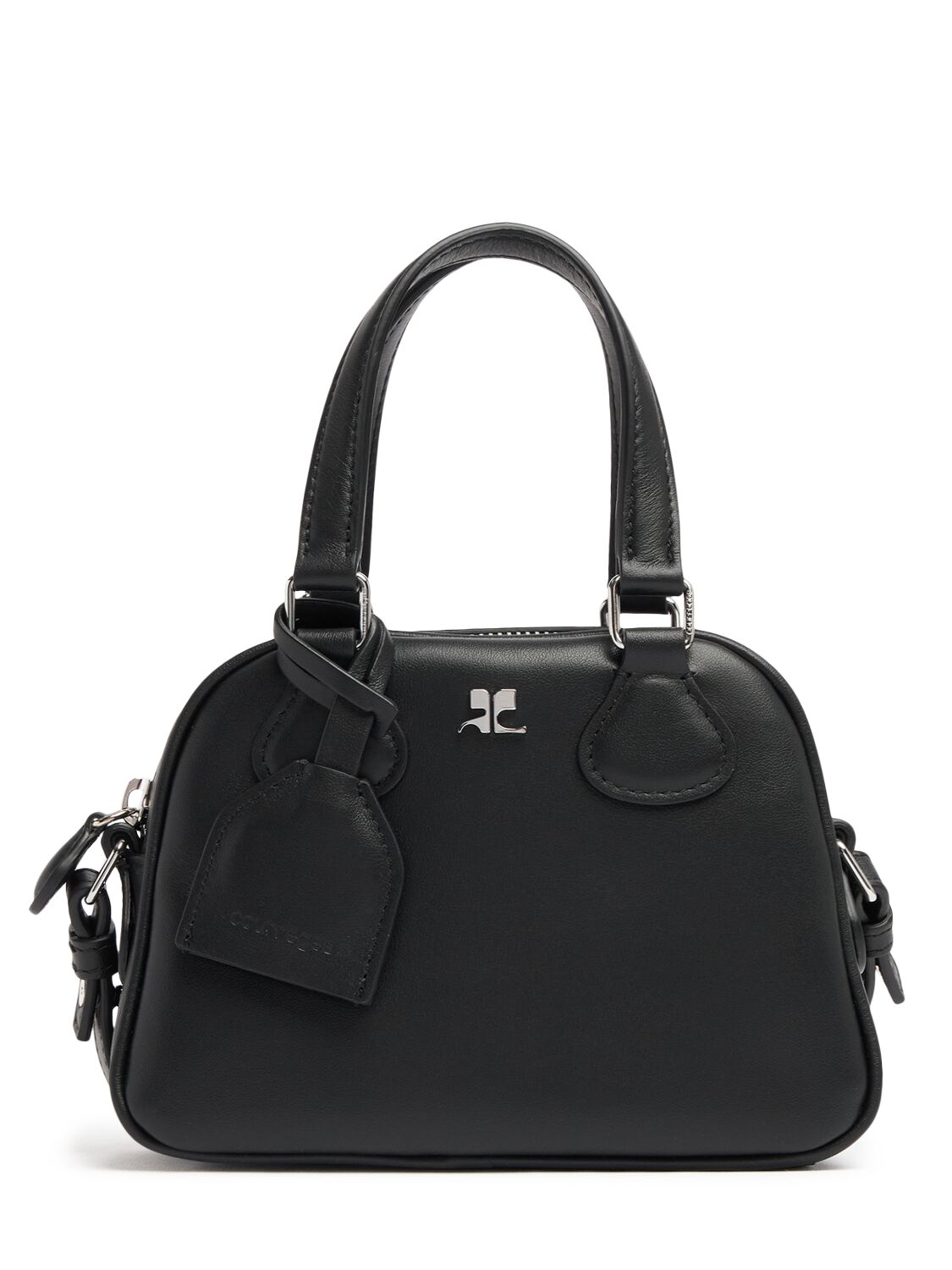 Courrèges Mini Bowling Leather Bag In Black