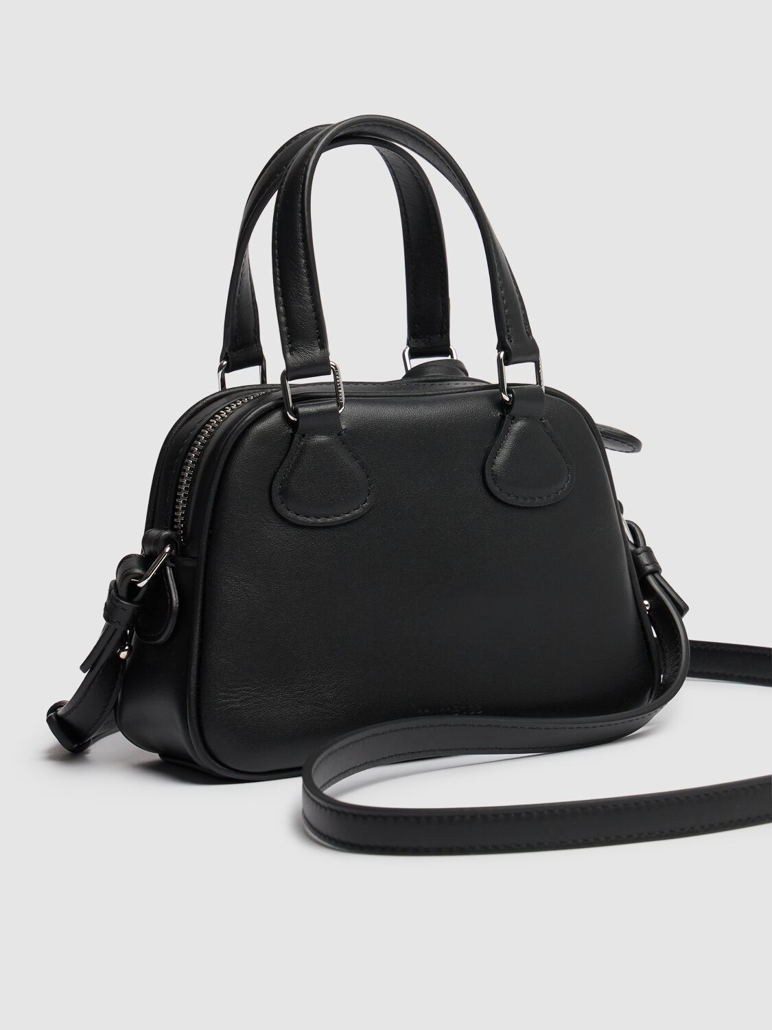 Shop Courrèges Mini Bowling Leather Bag In Black