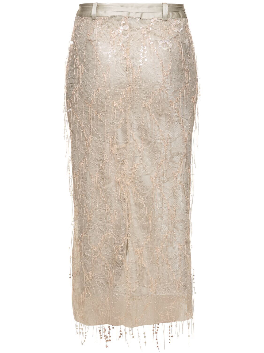 Shop Christopher Esber Embellished Lace Midi Skirt In Beige