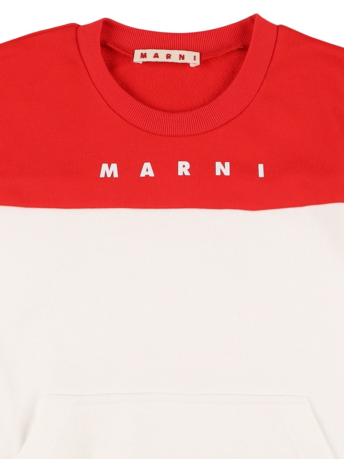 Shop Marni Junior Cotton Crewneck Sweatshirt W/logo In White/red