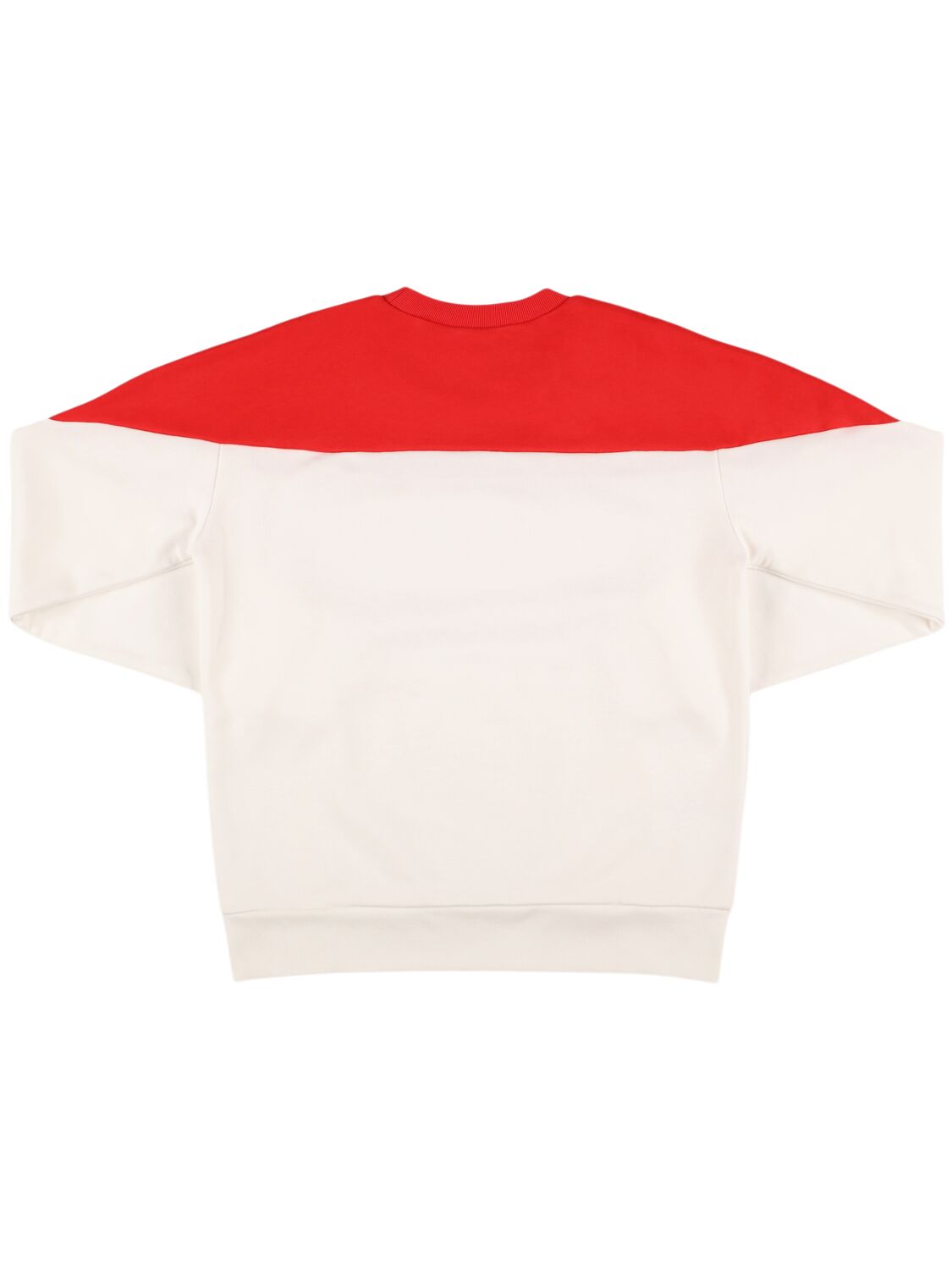 Shop Marni Junior Cotton Crewneck Sweatshirt W/logo In White/red