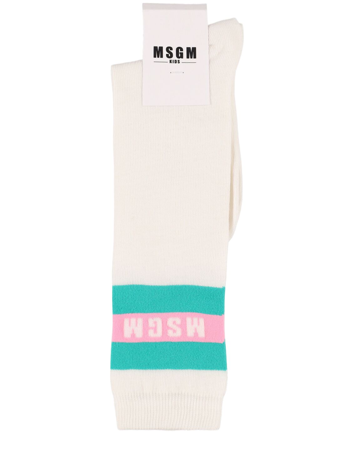 Msgm Jacquard Cotton Blend Socks In White