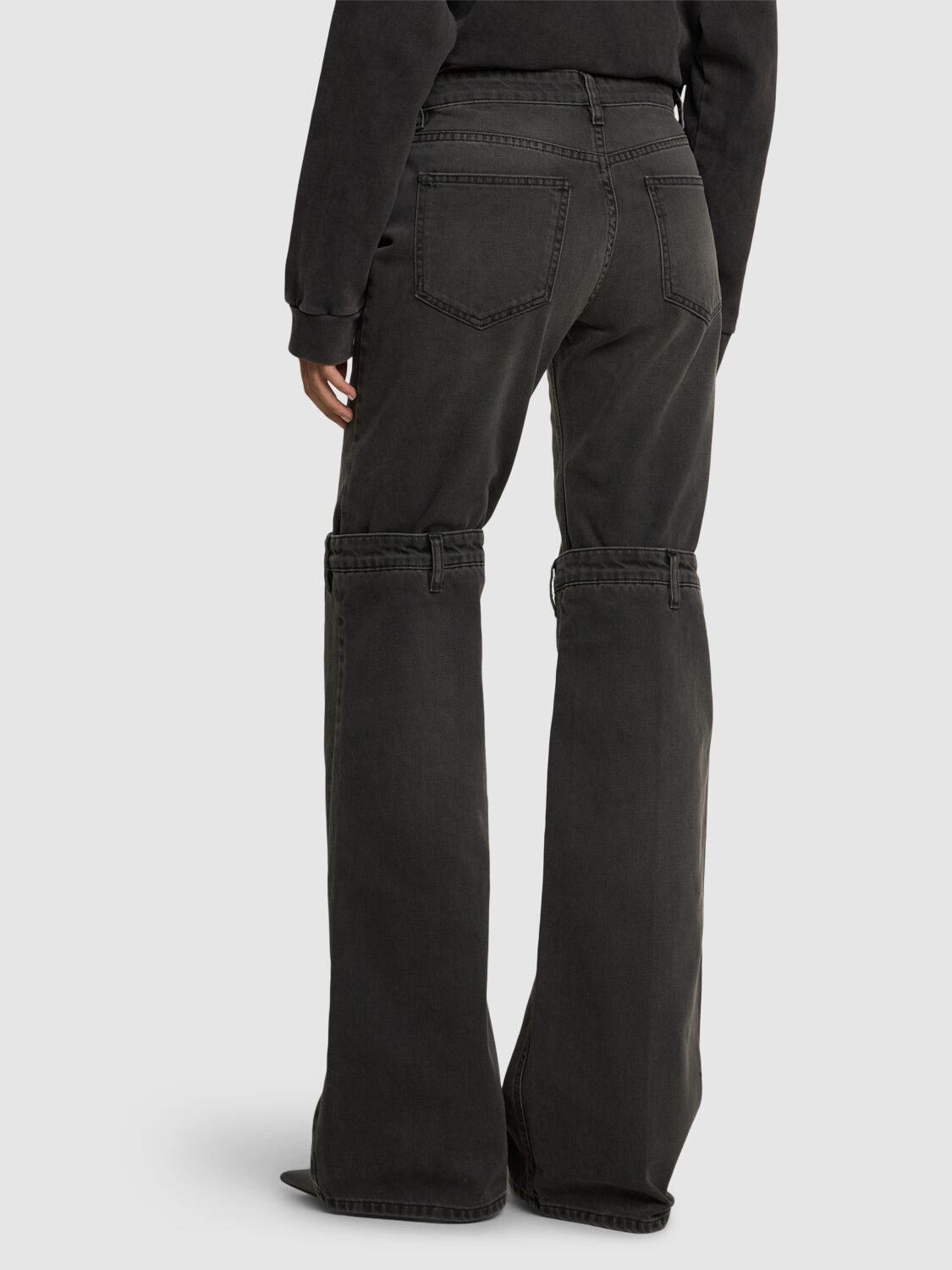 Shop Coperni Open Knee Straight Low Rise Jeans In Grey