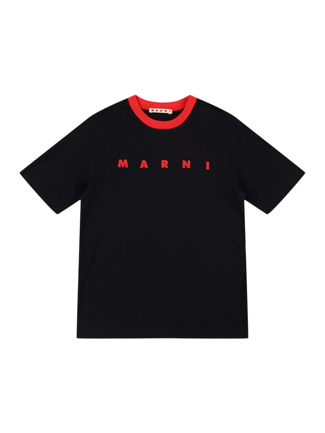 Marni Junior Logo Cotton Jersey T-shirt In Black