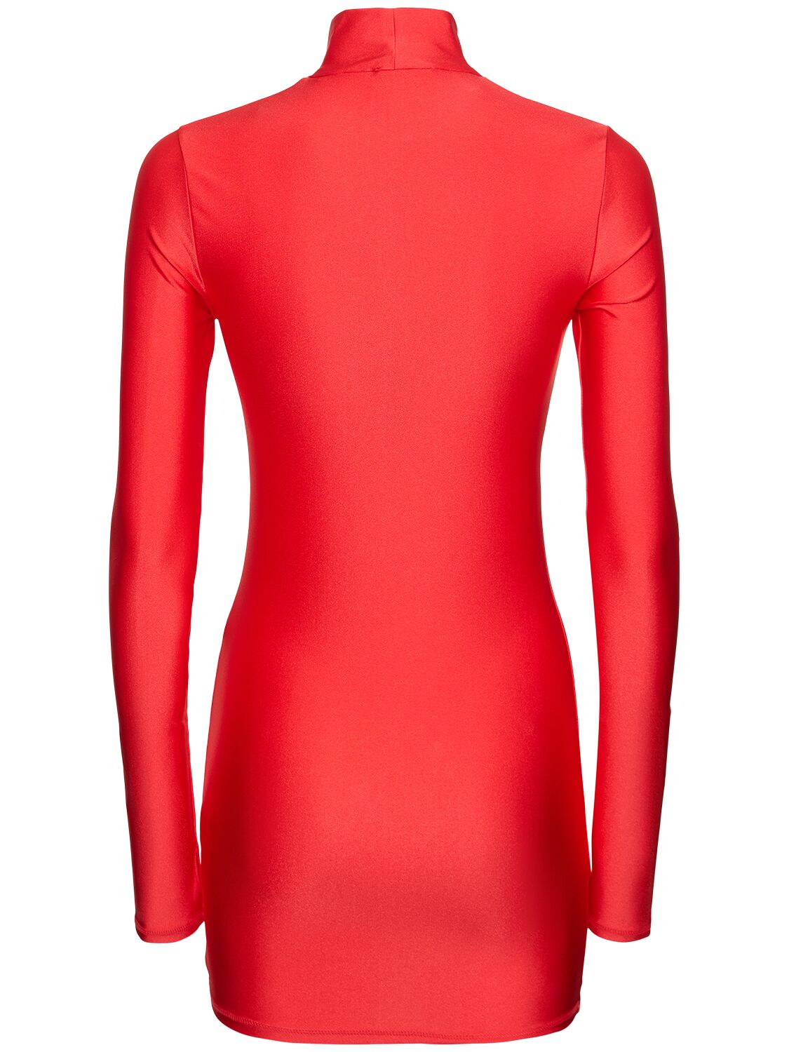 Shop Coperni Turtleneck Fitted Jersey Mini Dress In Red